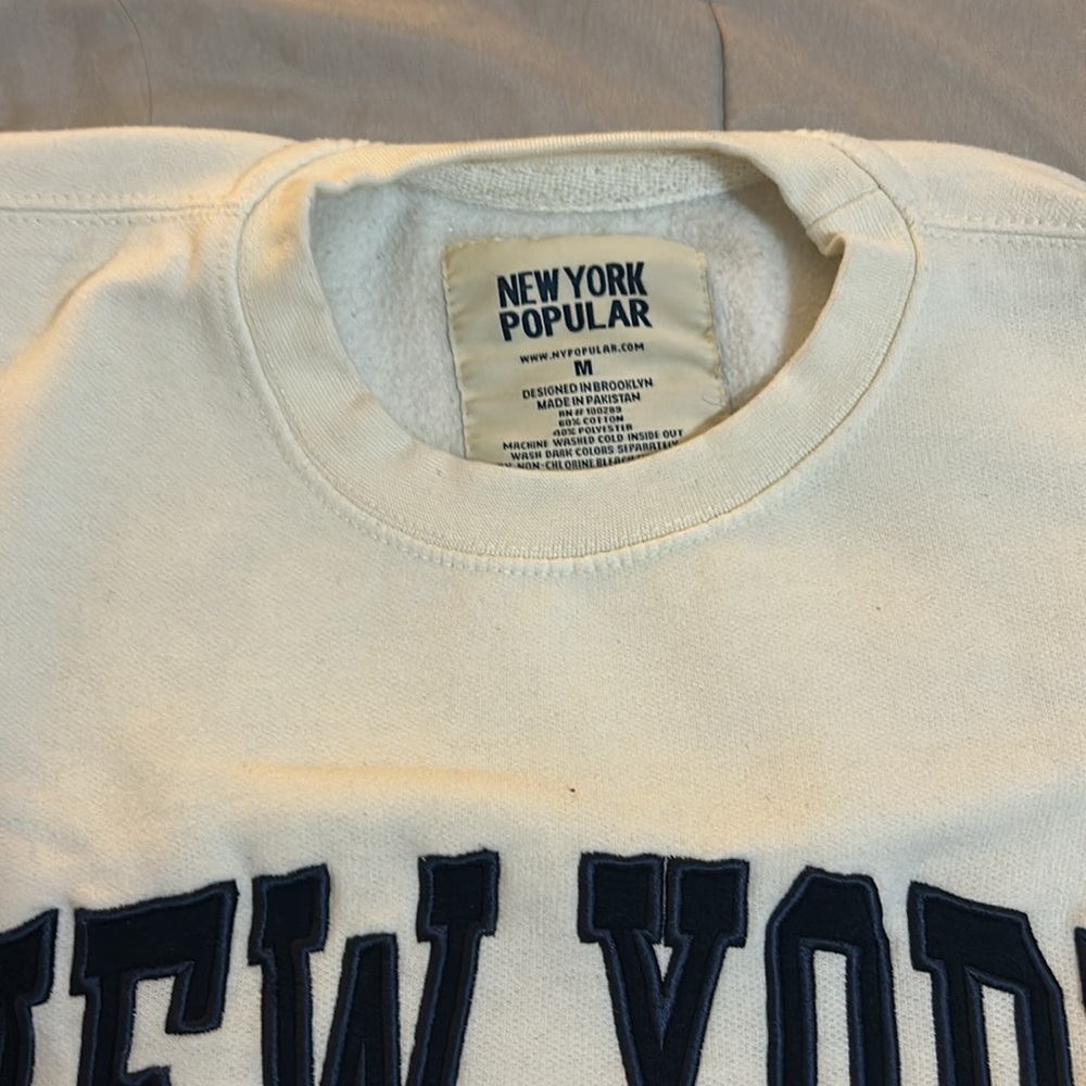 Cream and Black New York Men's Sweater - Picture 2 of 3